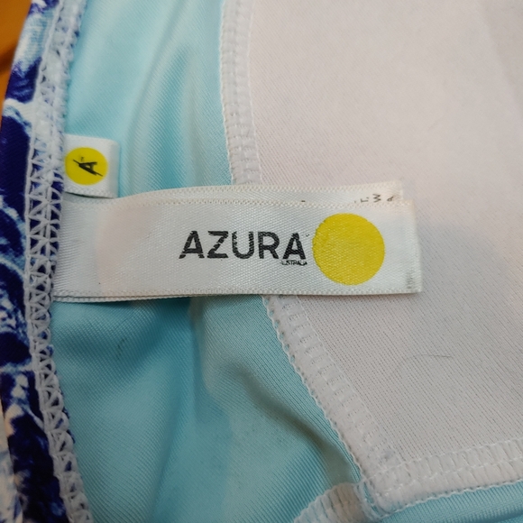 Azura Blue & White Floral Plunging Neckline Halter One-Piece Swimsuit Size 8 - Picture 11 of 13